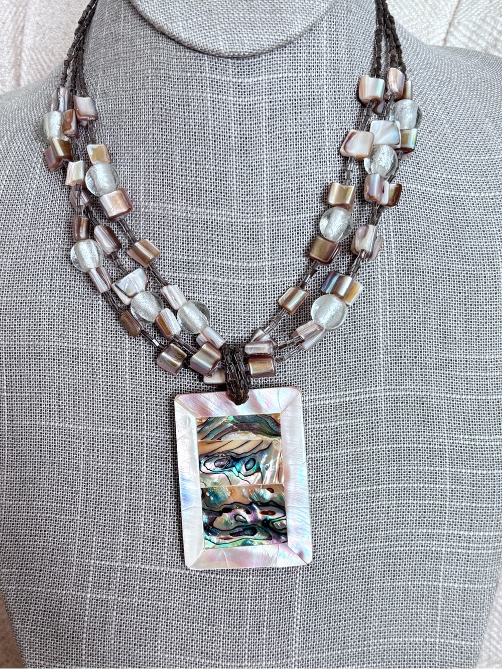 Multi Strand Pearlized Artisan Made Necklace